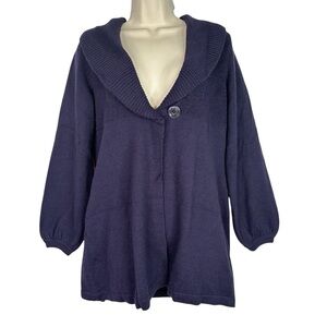 A.‎ Giannetti Purple Merino Wool Blend Cardigan Sweater L Shawl Collar Longline